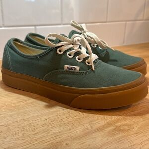 Vans Duck Green Gum Bottoms Size Mens 5 Women 6.5 Lace Up Shoe Off The Wall Rare